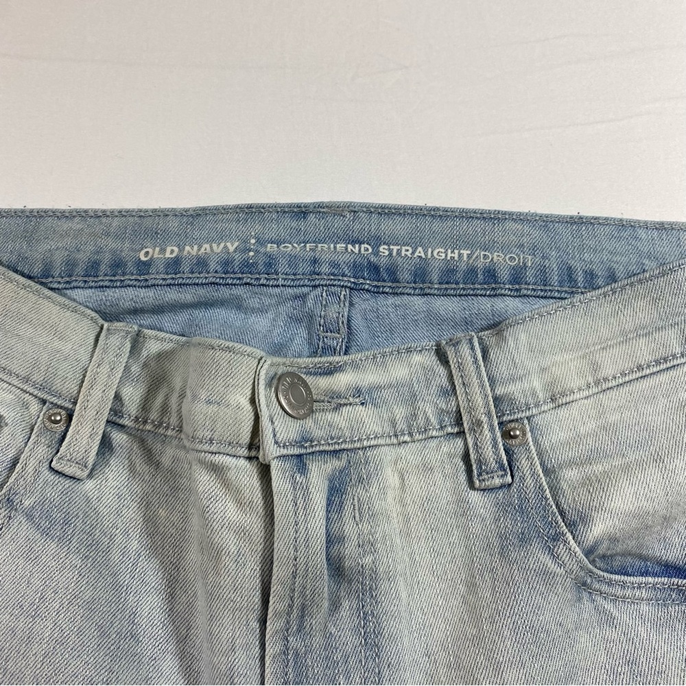 Old Navy Boyfriend Straight Jeans Droit Size 4 Distressed Embroidered Je… - Picture 2 of 9